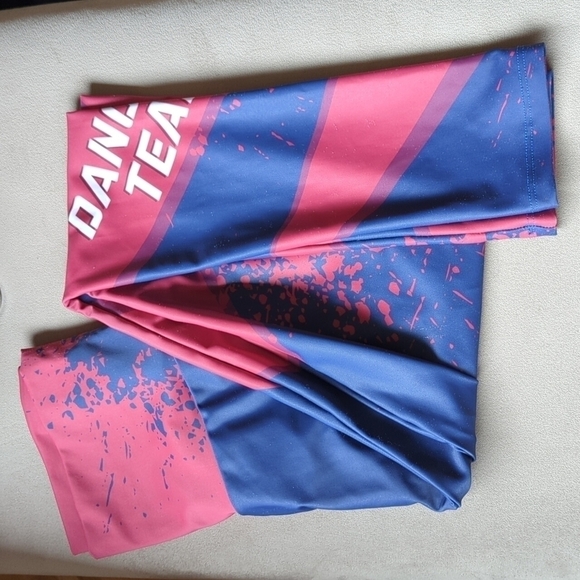 Move U Dance Team Legging Adult Medium made in USA full length blue pink - Picture 1 of 10